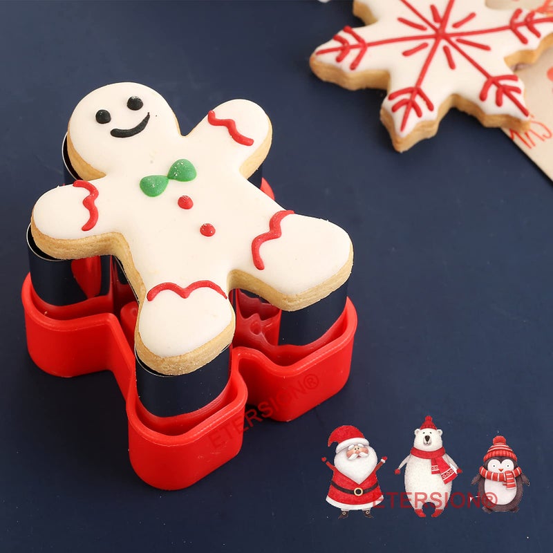 ETERSION Gingerbread Cookie Cutters 5 Pieces 5 Sizes 1" to 4.9" Gingerbread Man Cookie Cutter - Image 3
